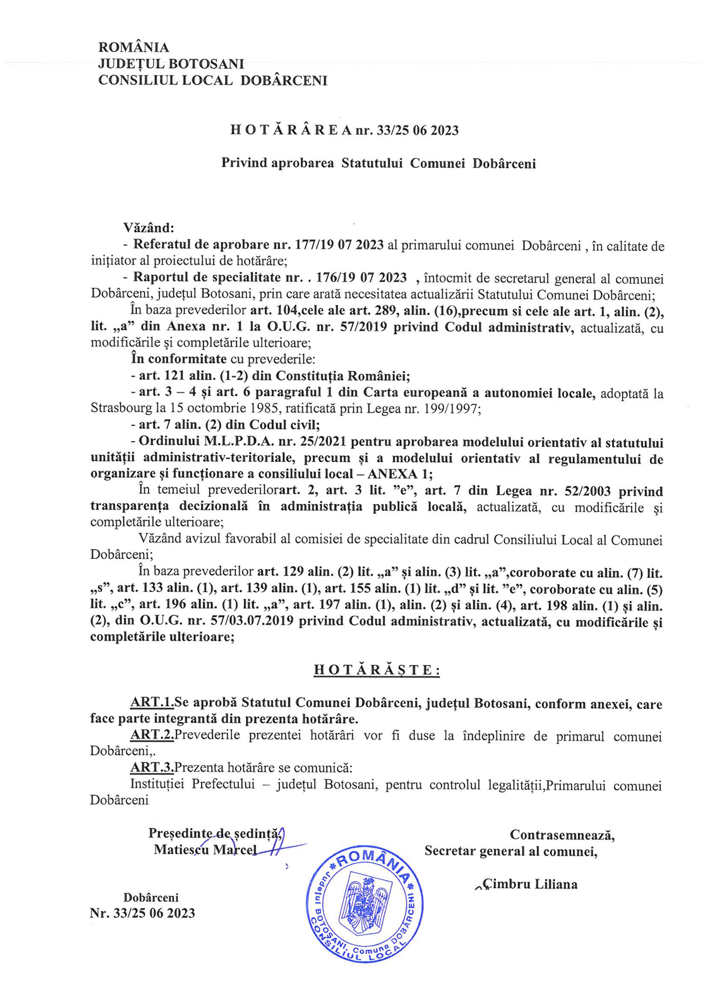 Statutul Comunei